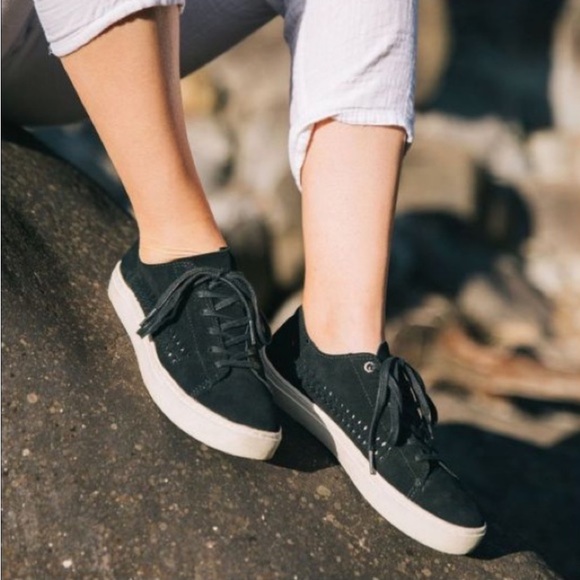 Toms Lenox Black Deconstructed Suede/Woven panel Sneakers Size 9.5 - Picture 4 of 13